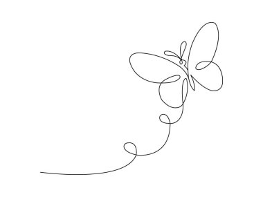 Zarif Tek Hat Kelebeği İlkbahar Minimalist Sanat Tasarım Çizimi Çizimi Çizimi Çizimi. Kelebek bir çizgi sanat vektörü