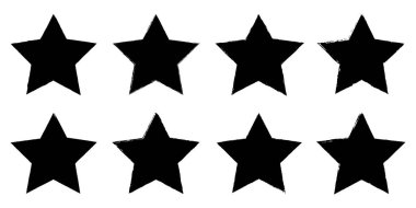 Beyaz arkaplanda izole edilmiş katı yıldız şekilleri koleksiyonu