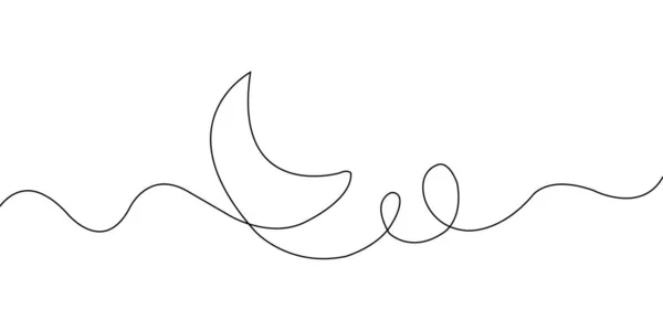 Yumuşak dalgalar üzerinde sakin hilal. Tek çizgi üzerinde sanat minimalist tasarımı. Davetiye kartları posterleri için mükemmel.