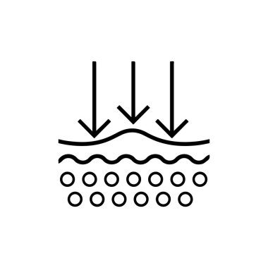Oklar beyaz arkaplanda izole edilmiş deri katmanları simgesine nüfuz eder