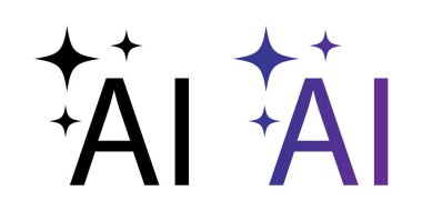 Beyaz arka planda parlayan yapay zeka harfleri. ai simge vektörü