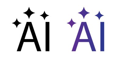 Beyaz arka planda parlayan yapay zeka harfleri. ai simge vektörü