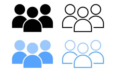 grup, insanlar, ikon, ekip, kullanıcı, siluet, sembol, avatar, topluluk, ağ, sosyal, iş, yönetim, lider, üye, profil, insan, illüstrasyon, grafik, tasarım, izole edilmiş, beyaz, mavi, siyah, taslak, şekil, kişi, çalışan, müşteri, bağlantı, iletişim, organizi