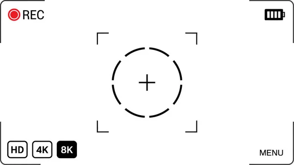 kamera, görüntüleyici, ekran, odak, video, kayıt, arayüz, ekran, teknoloji, dijital, rec, hd, 4k, 8k, menü, pil, sembol, simge, kare, crosshair, şablon, cihaz, ekipman, elektronik, modern, beyaz, illüstrasyon, grafik, tasarım, element, boş, boş, maket