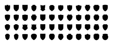 Beyaz arkaplanda izole edilmiş kalkan simgesi vektörü. Güvenlik, amblem, arma, güvenlik, dekorasyon, kraliyet sembolü.