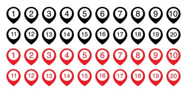Kırmızı ve Siyah Numaralı Konum İşaretleyicileri