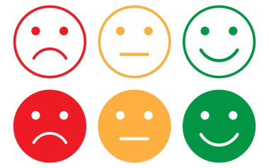 Beğeni, gözden geçirme, geri besleme duygu ikonu vektörü beyaz arkaplanda izole