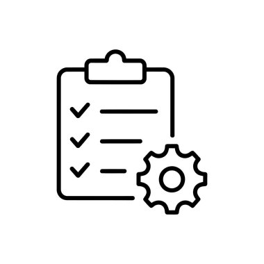 Vites çizgisi simge vektörlü kontrol listesi beyaz arkaplanda izole edildi. dişli, ayar, görev listesi, pano satırı simgesi vektörü