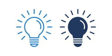 Ampul simgesi vektörü beyaz arkaplanda izole edildi. Ampul, ışık, lamba, fikir, enerji, ampul, elektrik ikonu