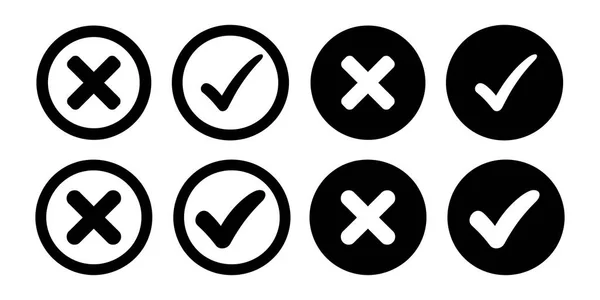 İşaretleme ve çapraz sembol vektör çizimi. tik ve yanlış sembol