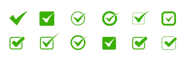 Beyaz arkaplanda izole edilmiş işaretli vektör koleksiyonu. tik, işaret, evet, tamam, onay kutusu, onay simgesi