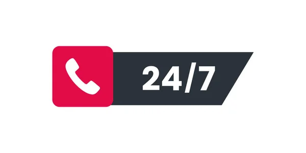 24 saat etiketi ara. 7 / 24 sembol vektörü. destek, konuşma, telefon, yardım hattı, yardım hattı sembolü