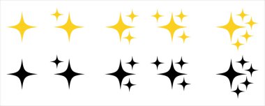 Işılda ve ışılda ikon kümesi vektörü. yıldız parıltısı parlak efekt vektörü.