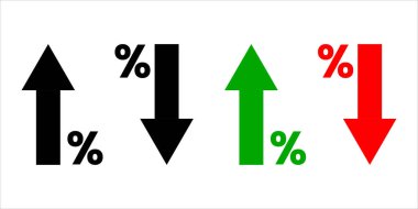 Mali büyüme ve aşağı sembol vektörü. Oran yukarı ve aşağı simge kümesi vektörü.