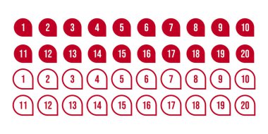 1 'den 20 vektör sembolüne kadar olan sayı simgesi koleksiyonu