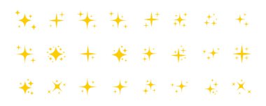 Yıldız parıltı simgesi seti. Retro Futuristik Vektör Simgeleri Yıldız patlaması Parıltısı, Geometrik Parıltılar, Kozmik Tasarım Elementleri