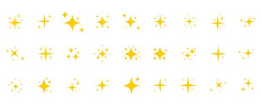 Yıldız parıltı simgesi seti. Retro Futuristik Vektör Simgeleri Yıldız patlaması Parıltısı, Geometrik Parıltılar, Kozmik Tasarım Elementleri