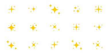 Yıldız parıltı simgesi seti. Retro Futuristik Vektör Simgeleri Yıldız patlaması Parıltısı, Geometrik Parıltılar, Kozmik Tasarım Elementleri