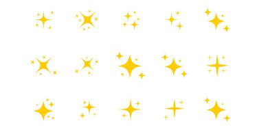 Yıldız parıltı simgesi seti. Retro Futuristik Vektör Simgeleri Yıldız patlaması Parıltısı, Geometrik Parıltılar, Kozmik Tasarım Elementleri