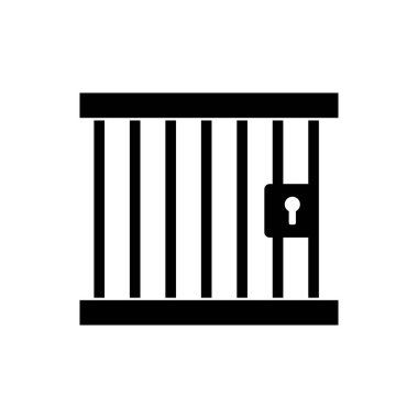 Hapishane simgesi vektörü. Hapishane Kapıları, Gözaltı Çubukları ve Güvenlik Kilitleme Sembolleri