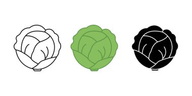 Lahana simgelerinin farklı biçimlerdeki vektör sanatı