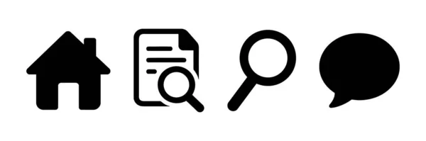 Web simgesi kümesi vektörü. Ev, belge, Arama, büyüteç, konuşma balonu, mesaj simgesi vektörü
