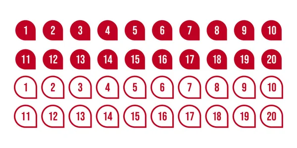 1 'den 20 vektör sembolüne kadar olan sayı simgesi koleksiyonu