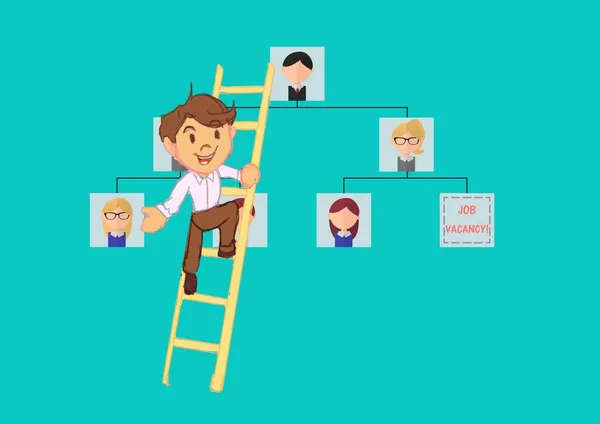 Man Ladder Moving Organizational Hierarchy Ladder Success Metaphor Professional Office — Stock Photo, Image