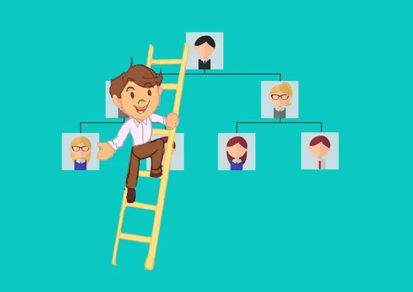 Man Ladder Moving Organizational Hierarchy Ladder Success Metaphor Professional Office — Stock Photo, Image