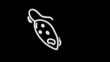 Katı bir siyah arkaplan karşısında abartılmış özelliklere sahip şaşırmış bir balığın soyut çizimi.