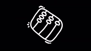 Karanlık bir arka planda dinamik hareketli stilize edilmiş bir müzik aletinin soyut çizimi.