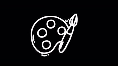 Yaratıcılık ve sanatı simgeleyen siyah bir arkaplanda sanatsal palet ve boya fırçası çizimi.