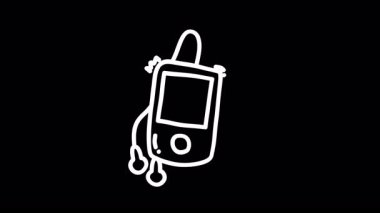 Teknolojiyi vurgulayan siyah arkaplana karşı takılı kulaklıklı bir mobil cihazın tasviri.