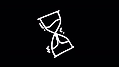 Siyah arkaplandaki minimalist kum saati çizimi zamanı ve sabrı simgeliyor..