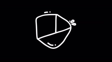 Veri gösterimi için uygun siyah bir arkaplan üzerinde oyuncu unsurların yer aldığı bir pasta grafiğinin minimalist çizimi.