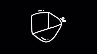 Katı bir siyah arkaplana karşı oynak elementlere sahip bir pasta grafiğinin minimalist çizimi.