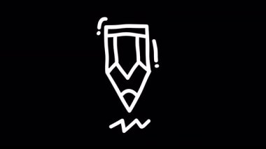 Yaratıcılık ve tasarımı sembolize eden siyah bir arkaplanda kalem çiziminin minimalist çizimi.