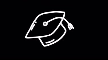 Akademik başarıyı sembolize eden siyah arkaplandaki mezuniyet şapkasının basit bir çizimi.