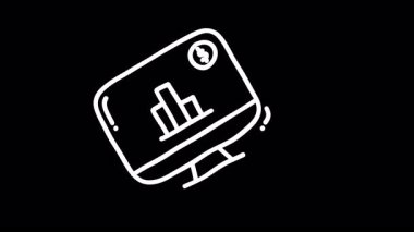 Veri analizini sembolize eden siyah bir arkaplan üzerinde finansal grafikler gösteren bir bilgisayarın canlandırması.