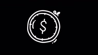 Finansal temalar için siyah arkaplan üzerine el yapımı para çizimi.