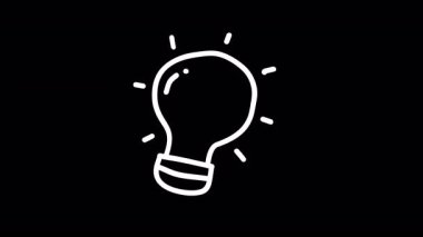 Fikir ve yaratıcılığı sembolize eden siyah bir arkaplan karşısında parlayan bir ampulün basit bir çizimi.