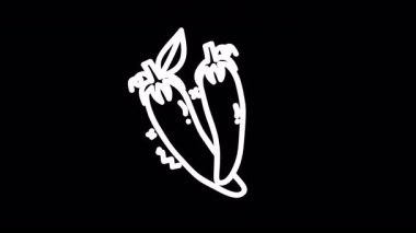 İki stilize kırmızı biber, yiyecek içeriği için ideal bir siyah arkaplan üzerine minimalist bir tasarım.