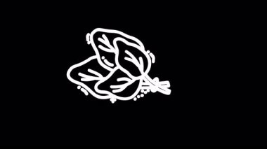 Doğayı ve büyümeyi sembolize eden siyah bir zemin üzerine sarılmış iki stilize yaprak.