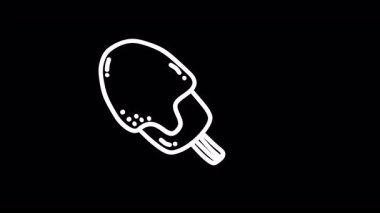 Eriyen bir dondurmanın siyah arka planda minimalist bir çizimi.