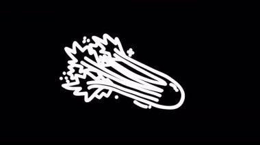 Karanlık gökyüzünde hız ve hareketi simgeleyen bir kuyruklu yıldızın dinamik bir çizimi.