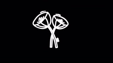 Modern dekor için ideal siyah arka plan üzerinde iki stilize çiçeğin yer aldığı minimalist tasarım