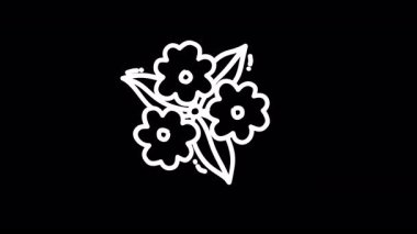 Siyah arka planda dört stilize çiçeğin yer aldığı minimalist çiçek tasarımı