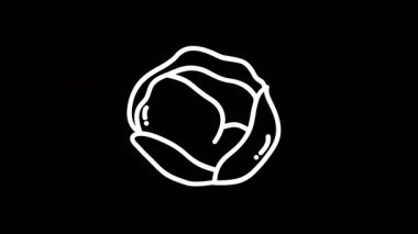 Yiyeceklerle ilgili tasarımlar için uygun siyah bir zemin üzerindeki lahananın minimalist çizimi