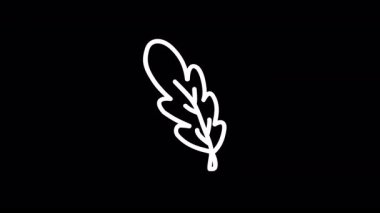 Tasarım ve sanat projeleri için ideal bir siyah arkaplan üzerinde minimalist beyaz tüy çizimi