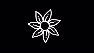 Modern dekor ya da markalaşma için ideal siyah arkaplan üzerindeki minimalist beyaz çiçek tasarımı